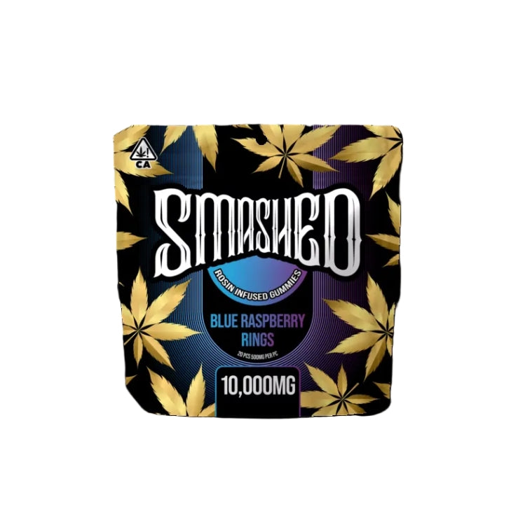 Blue Raspberry Rings Cannabis Infused Gummies 20pk 10000mg THC (Smashed)