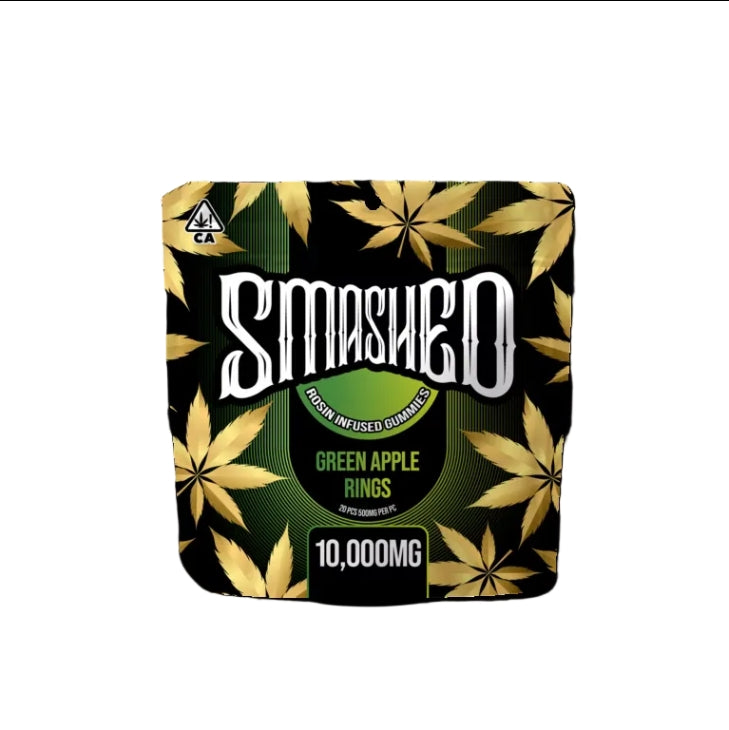 Green Apple Rings Cannabis Infused Gummies 20pk 10000mg THC (Smashed)