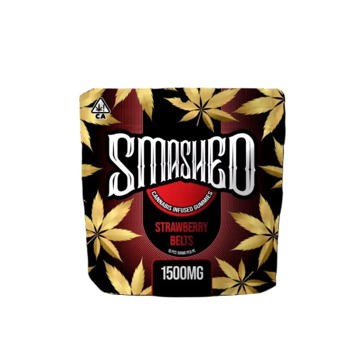 Strawberry Belts Cannabis Infused Gummies 1500mg THC (Smashed)
