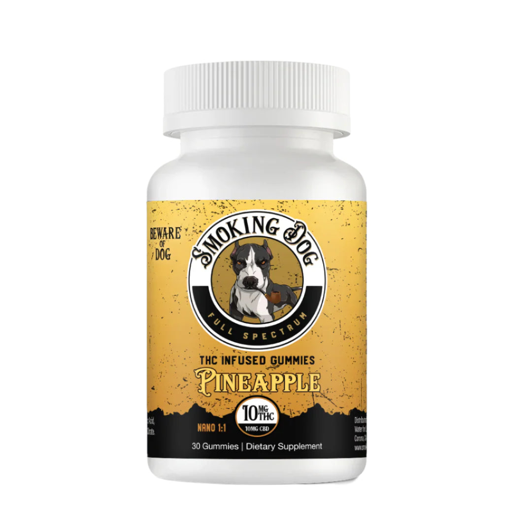Pineapple Nano 10mg THC : 10mg CBD Infused Gummies (Smoking Dog)