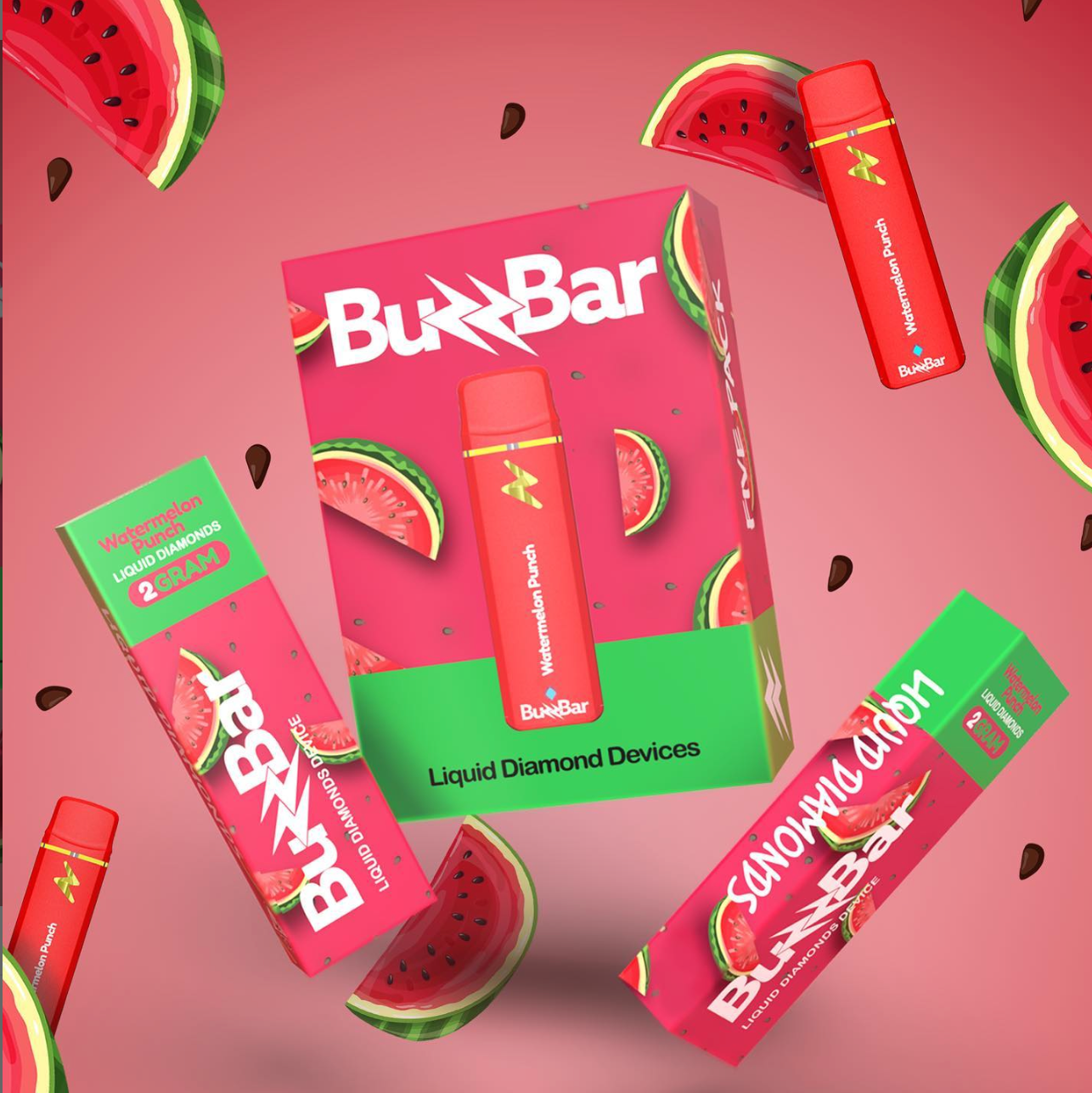 Watermelon Punch Liquid Diamonds All in One Disposable 2G (BuzzBar)