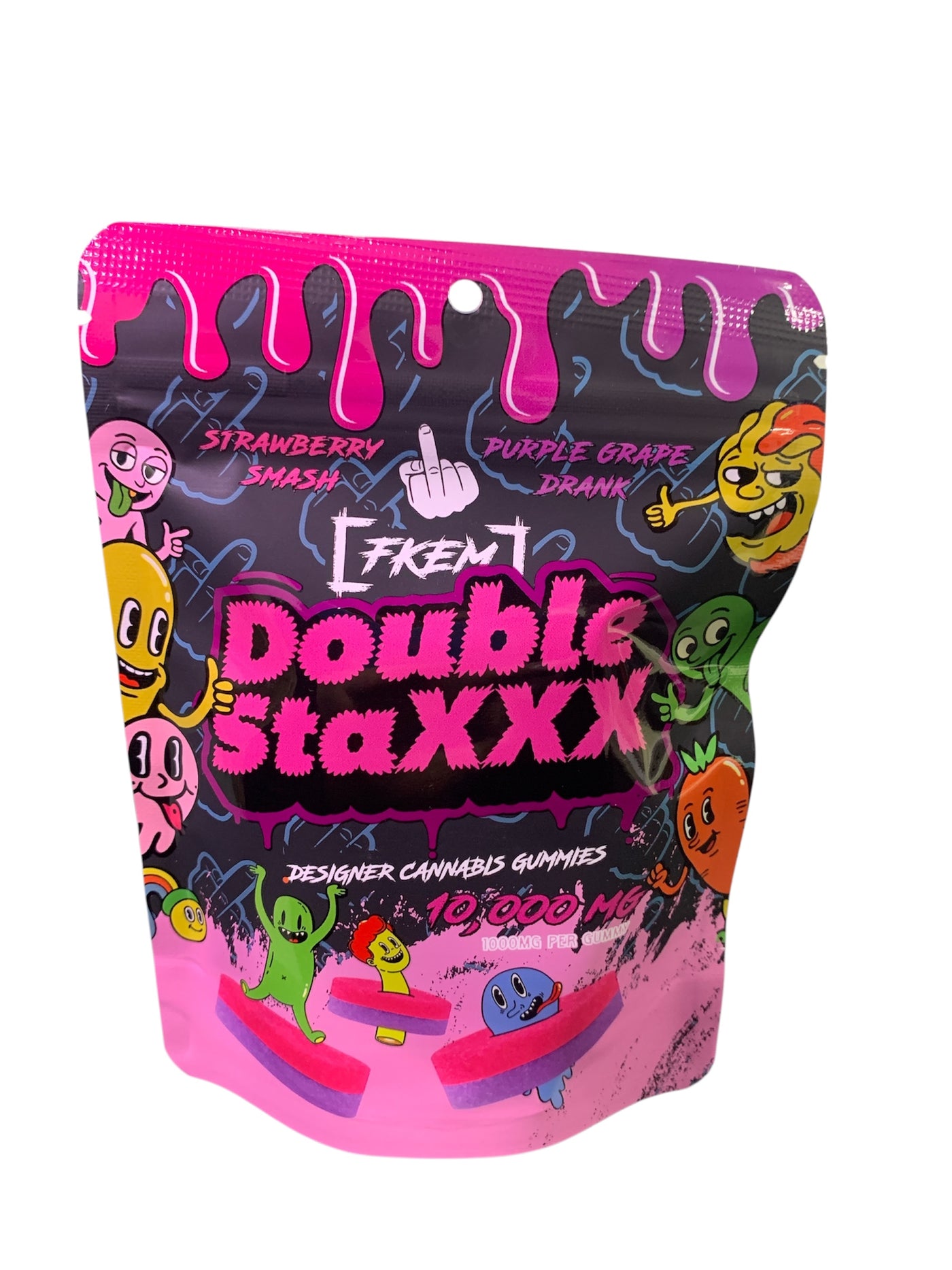 Double StaXXX Strawberry Smash X Purple Grape Drank Cannabis Gummies 10pk 10,000mg THC (FKEM EDIBLES)