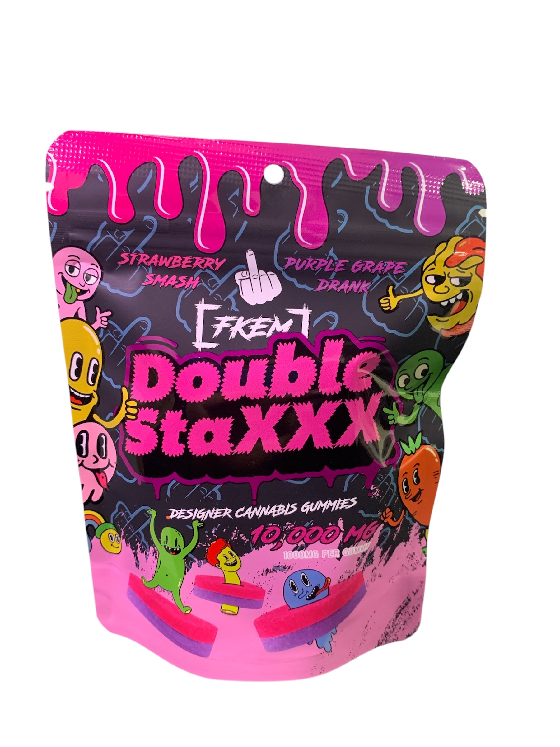 Double StaXXX Strawberry Smash X Purple Grape Drank Cannabis Gummies 10pk 10,000mg THC (FKEM EDIBLES)