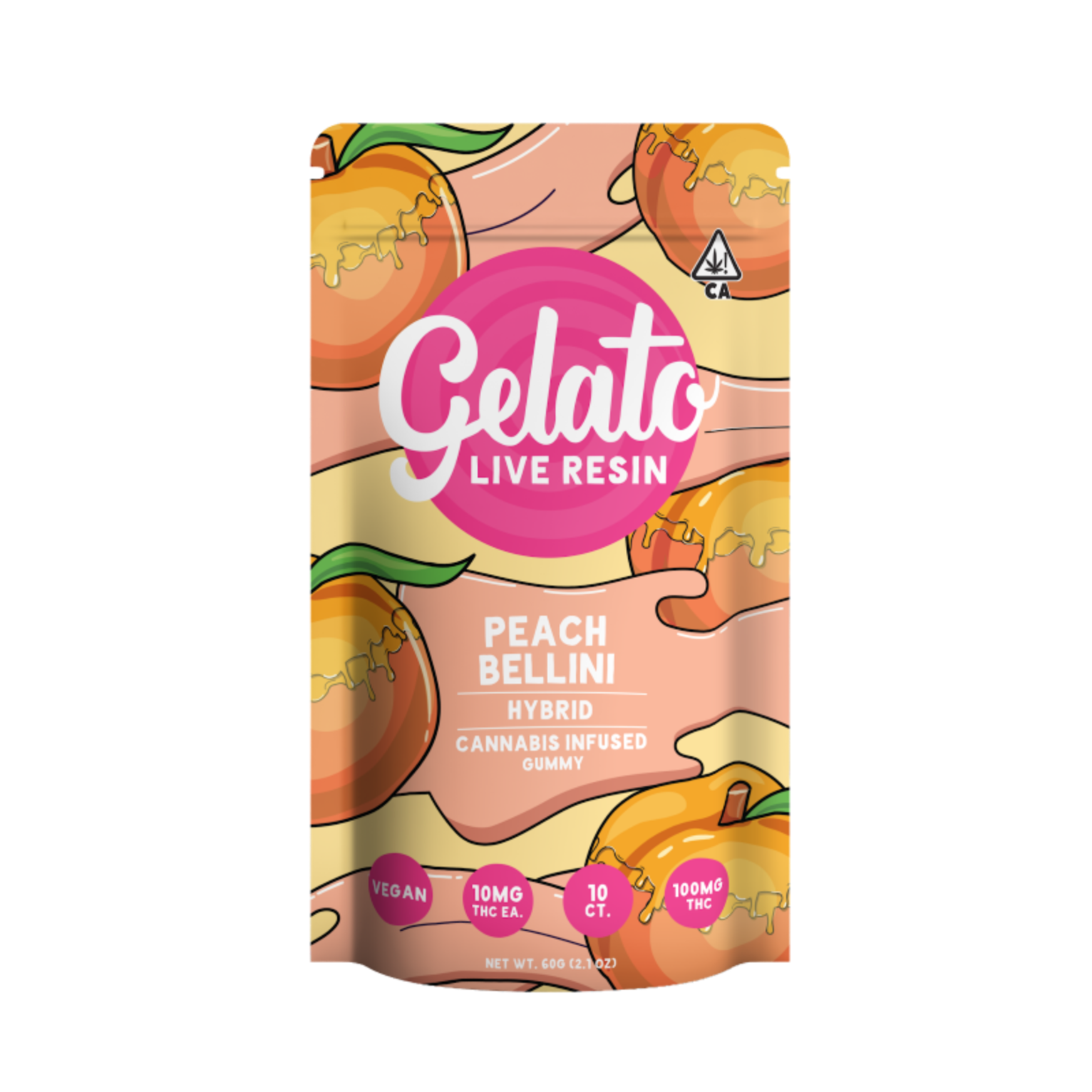 Peach Bellini Live Resin Gummies 100MG (Gelato)