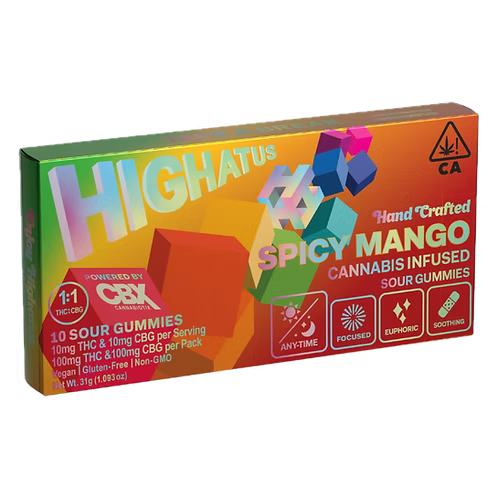 Spicy Mango Gummy 100mg THC 100mg CBD (Highatus)