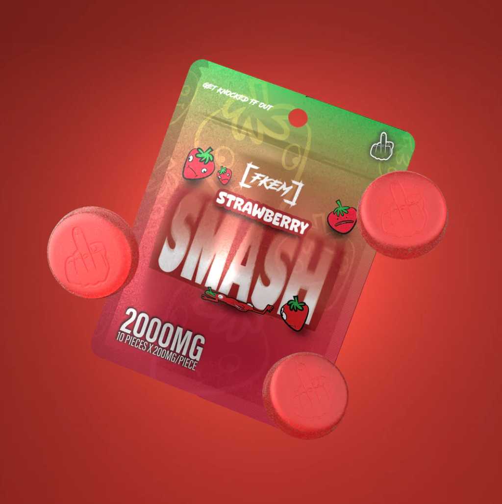 Strawberry Smash Designer Cannabis Gummies 10pk 2000mg THC (FKEM EDIBLES)